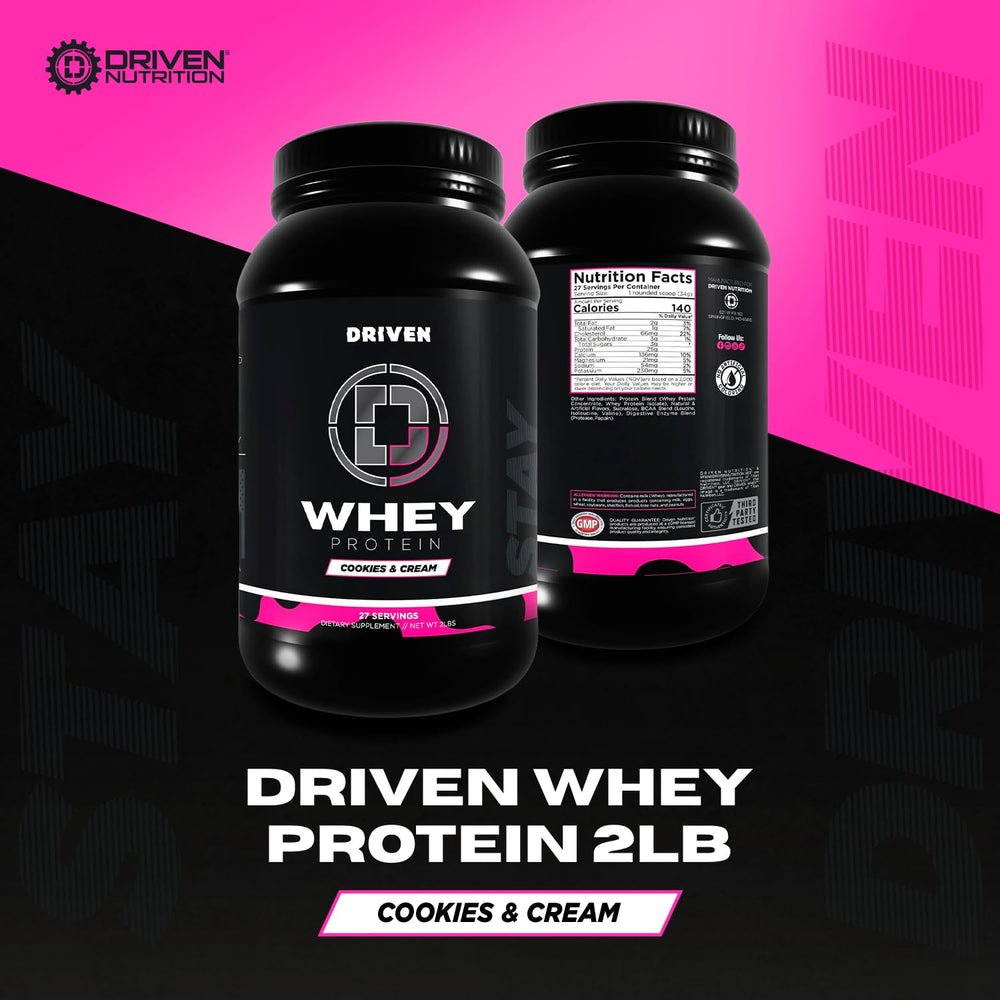 Driven WHEY scoop in water shows easy mixing