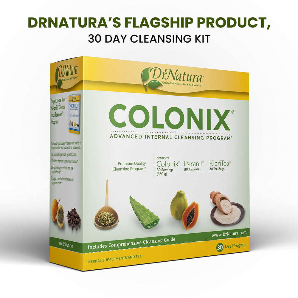 DrNatura Colonix Kit capsules supporting gut health and toxin flush
