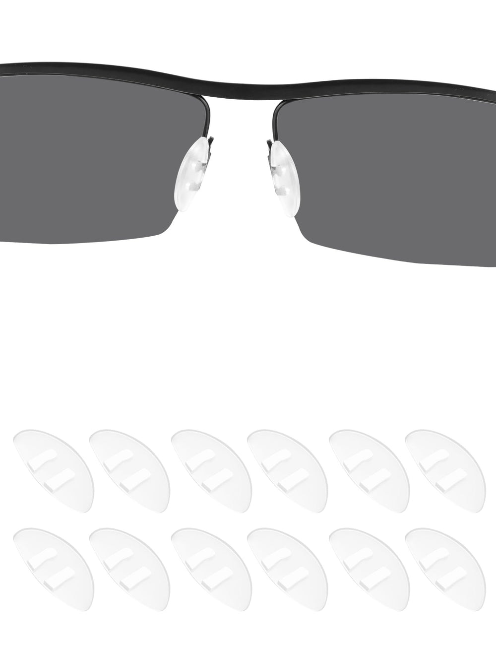 Drogo silicone eyeglasses nose pads 15mm clear D-shape close-up