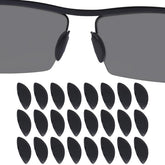 Drogo 12-pair silicone nose pads in black for eyeglasses, 15mm D-shape