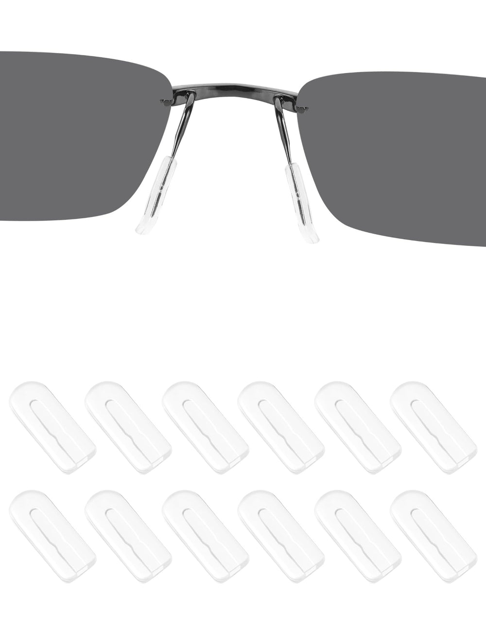 Drogo 6 pairs clear rectangular silicone eyeglass nose pads