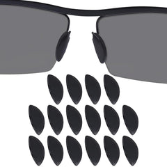 DROGO 8 pairs silicone eyeglass nose pads 15mm x 7mm black D-shape close-up