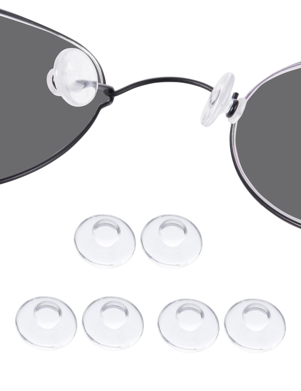 Drogo 3 pairs clear 9mm silicone eyeglass nose pads