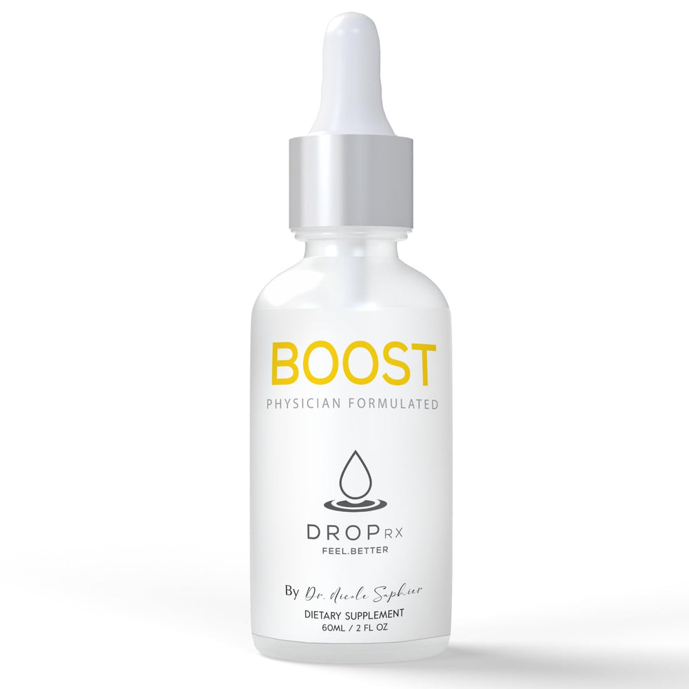DropRx Boost bottle featuring Dr. Nicole Saphier on the label
