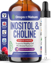 Drops Of Nature front bottle showing mixed berry label and easy dosing benefit