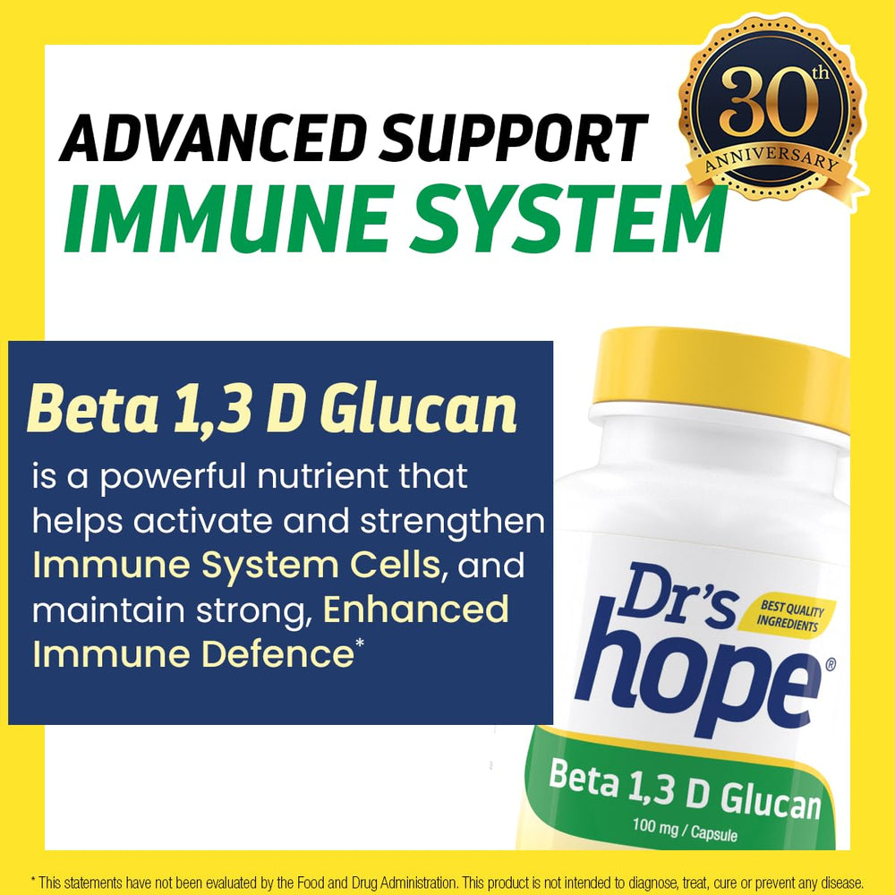 Back view of Dr’s Hope Beta Glucan bottle with nutrition panel