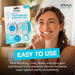 Close-up of the protector attached to a toothbrush