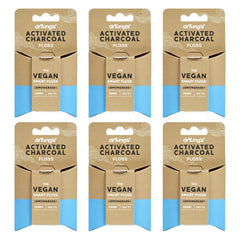 DrTung's Vegan Activated Charcoal Floss Lemongrass flavor packaging - Pack of 6