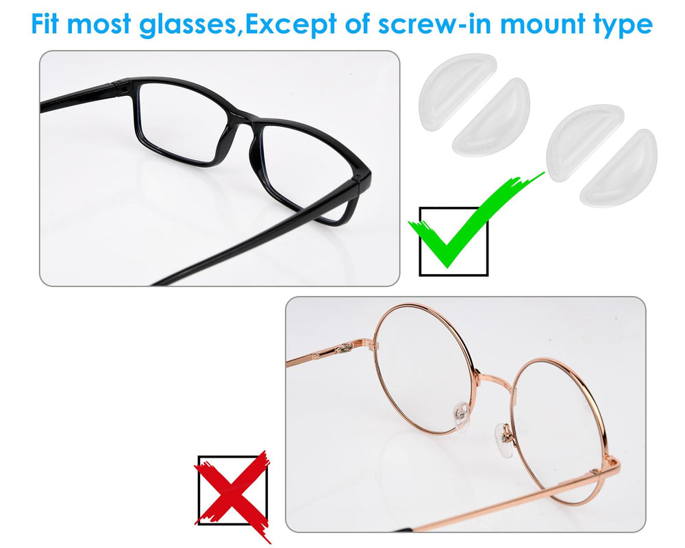 Dimensions of eyeglass nose pads and anti-slip covers