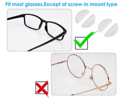Dimensions of eyeglass nose pads and anti-slip covers