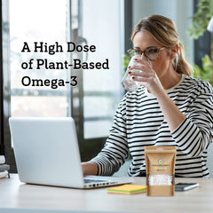 DSO Omega-3 algae supplement bottle with label close-up