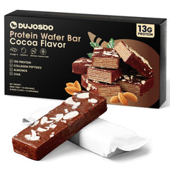 Crispy almond chunks on DUJOSOO Protein Wafer Bar with 13g protein