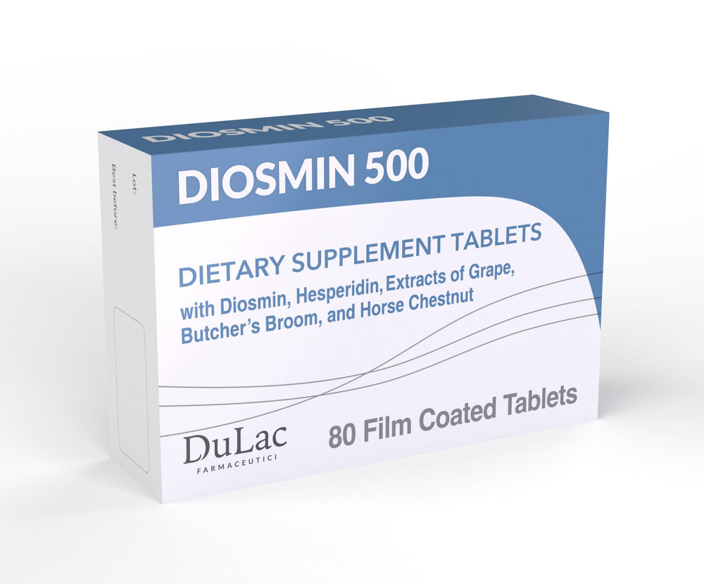 Dulàc Diosmin 500 bottle with Horse Chestnut and Hesperidin packaging