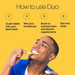 Usage shot showing chew, brush, and rinse