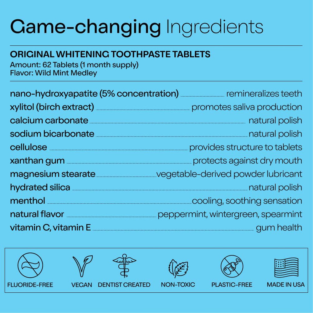 Xylitol-based natural ingredients for oral health in the tablets