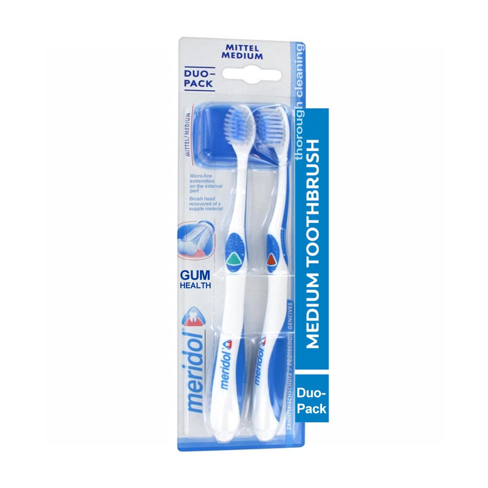 DurbaLife Gum Health Medium Toothbrush Twin Pack Red/Green – front view