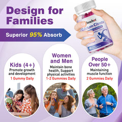 Nutrition label highlighting 1000mg calcium per gummy