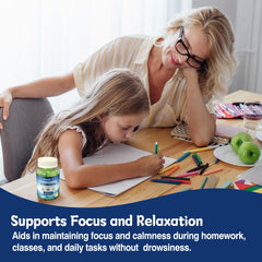 Concept image showing stress relief and focus benefits of L-Theanine gummies