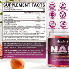 NAD supplement gummies bottle with label showing 60 count