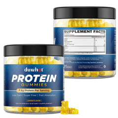 duwhot Whey Protein Gummies lemon morning-snack montage conveys convenient daily protein.