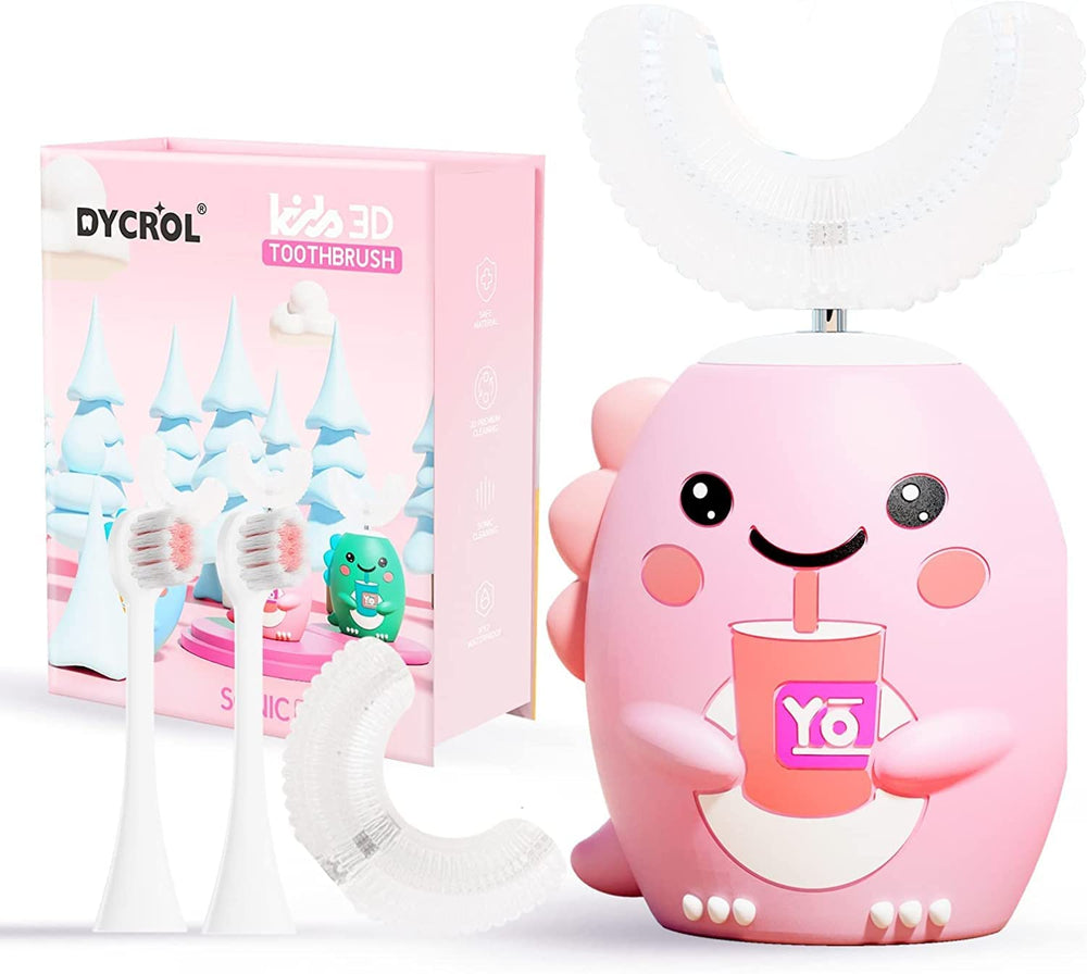 DYCROL Kids U-shaped electric toothbrush pink with 360-degree cleaning