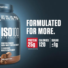 Dymatize ISO100 scoop highlights precise serving size for consistent protein intake.