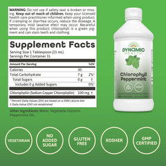 Chlorophyll Peppermint 100 mg label highlighting no added sugar