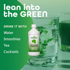 Liquid chlorophyll peppermint being mixed into water