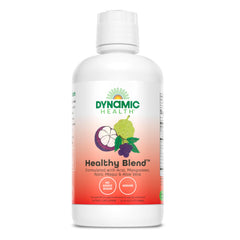Dynamic Health Healthy Blend acai bottle pour shows antioxidant-rich juice