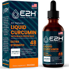 E2H Turmeric Curcumin Drops bottle on white background