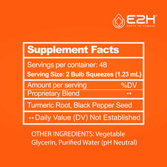 Dosing instructions for E2H Turmeric Curcumin Drops