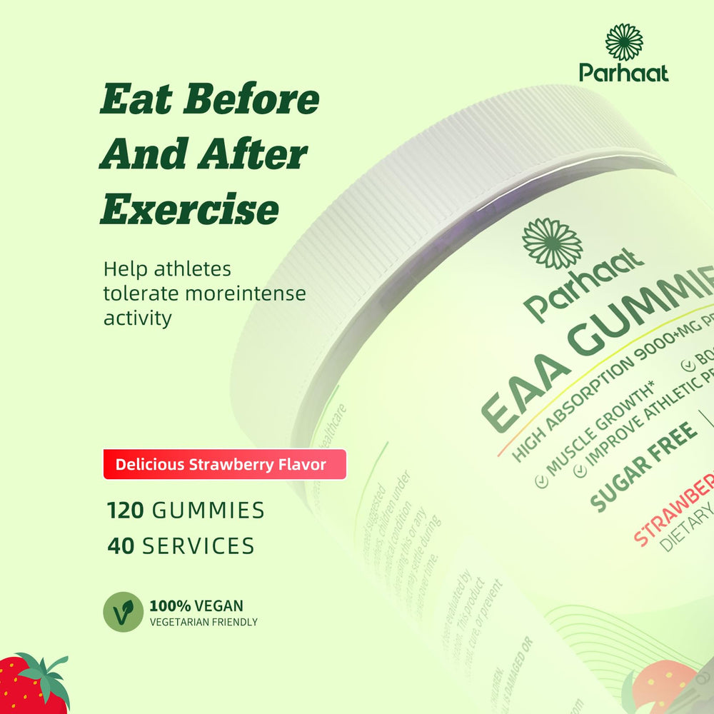 Gluten-free, Non-GMO and Sugar-Free icons for EAA Gummies Strawberry
