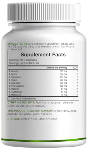 Close-up of bottle label showing 2,000mg per serving and 9-in-1 EAA/BCAA