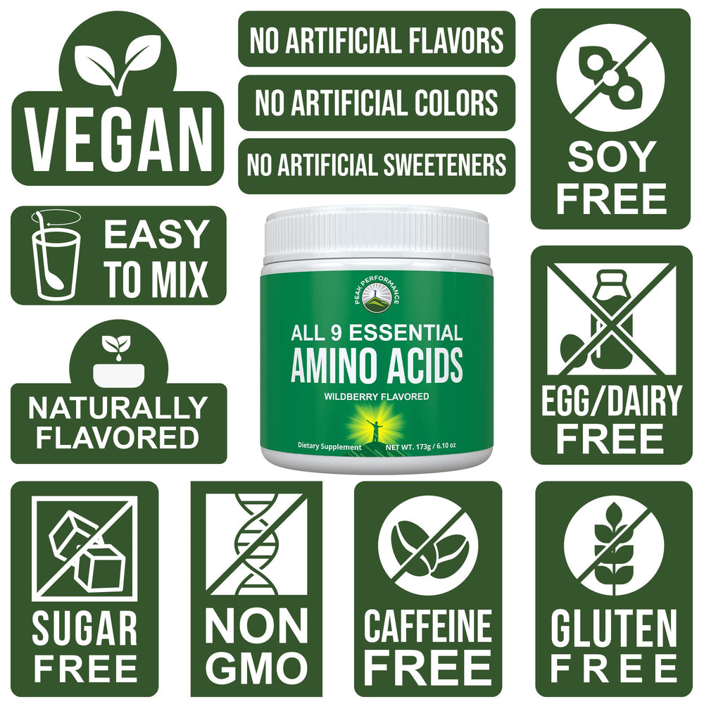 Ingredients and allergens: vegan, non-GMO, gluten-free EAAs powder