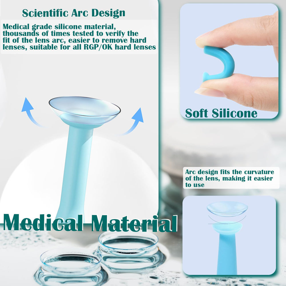 Six-pack hard contact lens remover tools in compact storage case