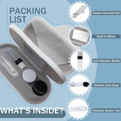 rubber-tipped tweezer and solution holder kit for contact lenses