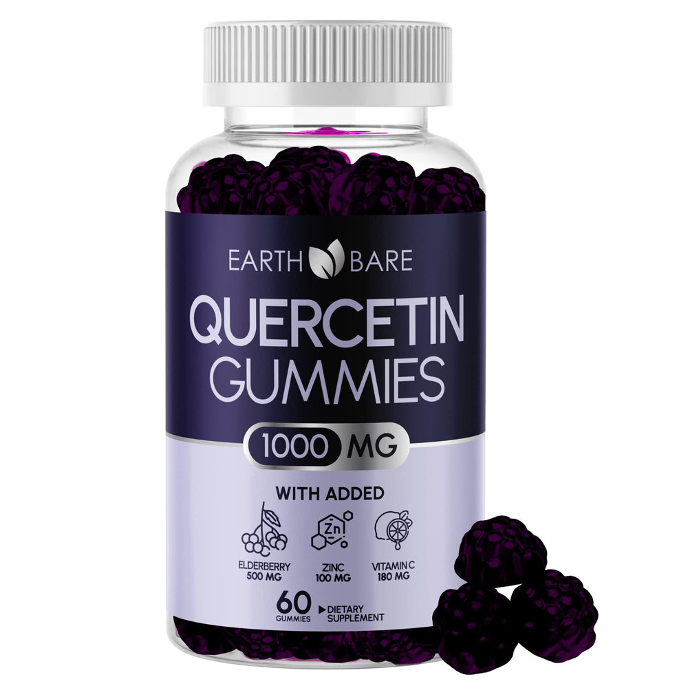 Earth Bare Quercetin Gummies with Elderberry, Zinc & Vitamin C bottle and label - front view