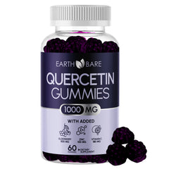 Earth Bare Quercetin Gummies with Elderberry, Zinc & Vitamin C bottle and label - front view