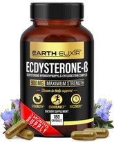 Earth Elixir Ecdysterone 900mg bottle – 180 capsules front view