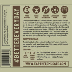Earth Fed Muscle Common Ground Plant Protein dissolves smoothly in drinks after mixing.
