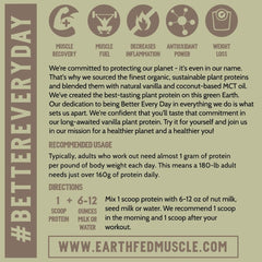 Earth Fed Muscle Common Ground Vanilla tub back label detail.
