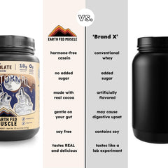 Earth Fed Muscle Nocturnal Casein micellar casein and whey blend illustration of slow release protein.