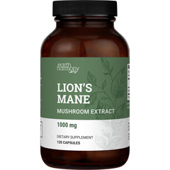 Earth Harmony Naturals Lions Mane 1000mg bottle, 120 capsules