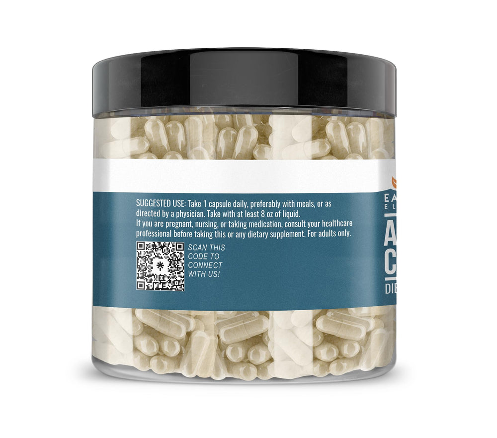 Close-up of the bottle back label showing dosage and ingredients