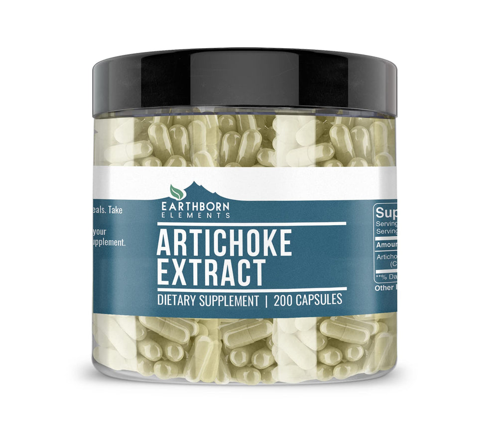 Front view of Earthborn Elements Artichoke Extract 200-capsule bottle