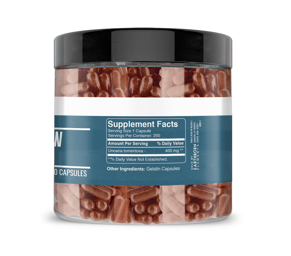 Pure and undiluted Cat's Claw Bark capsules with no additives