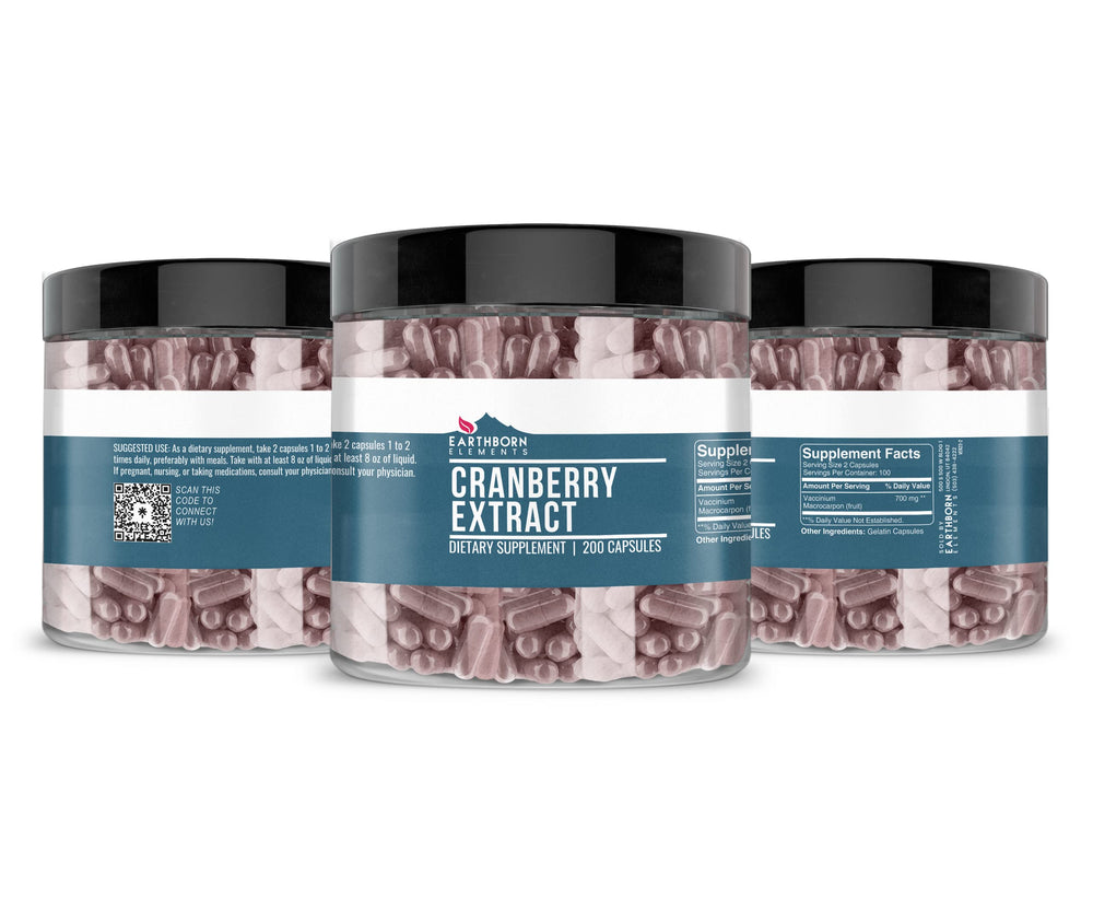 Close-up of Earthborn Elements Cranberry Extract label