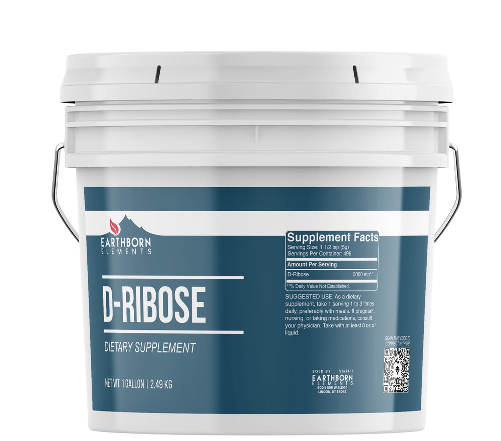 Earthborn Elements D-Ribose powder in a resealable 1-gallon bucket
