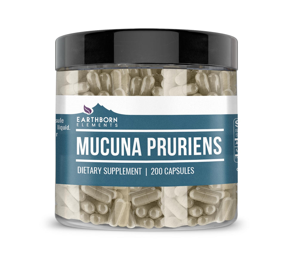 Earthborn Elements Mucuna Pruriens Extract bottle in a reusable plastic jar