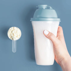 Nutrition facts showing 32 g protein per serving
